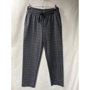 A New Day Womens XS Gray Plaid Pull On Tapered Pants Drawstring Elastic Waist